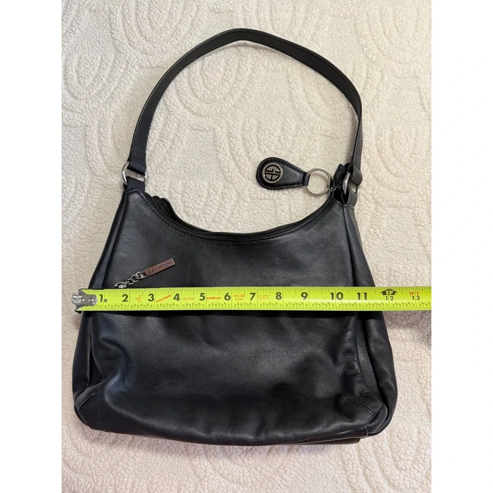 Giani Bernini Black Leather Hobo Shoulder Bag Silver Hardware Handbag